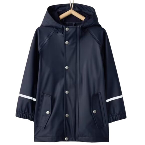 Hanna Andersson Blue Hello Rain Waterproof Hooded Jacket Girls Boys 8 / 130 cm - Picture 1 of 11